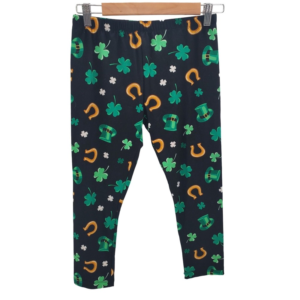 Womens M Shamrock Print Leggings St Patricks Day Clover Horseshoe‎ Lucky Pants